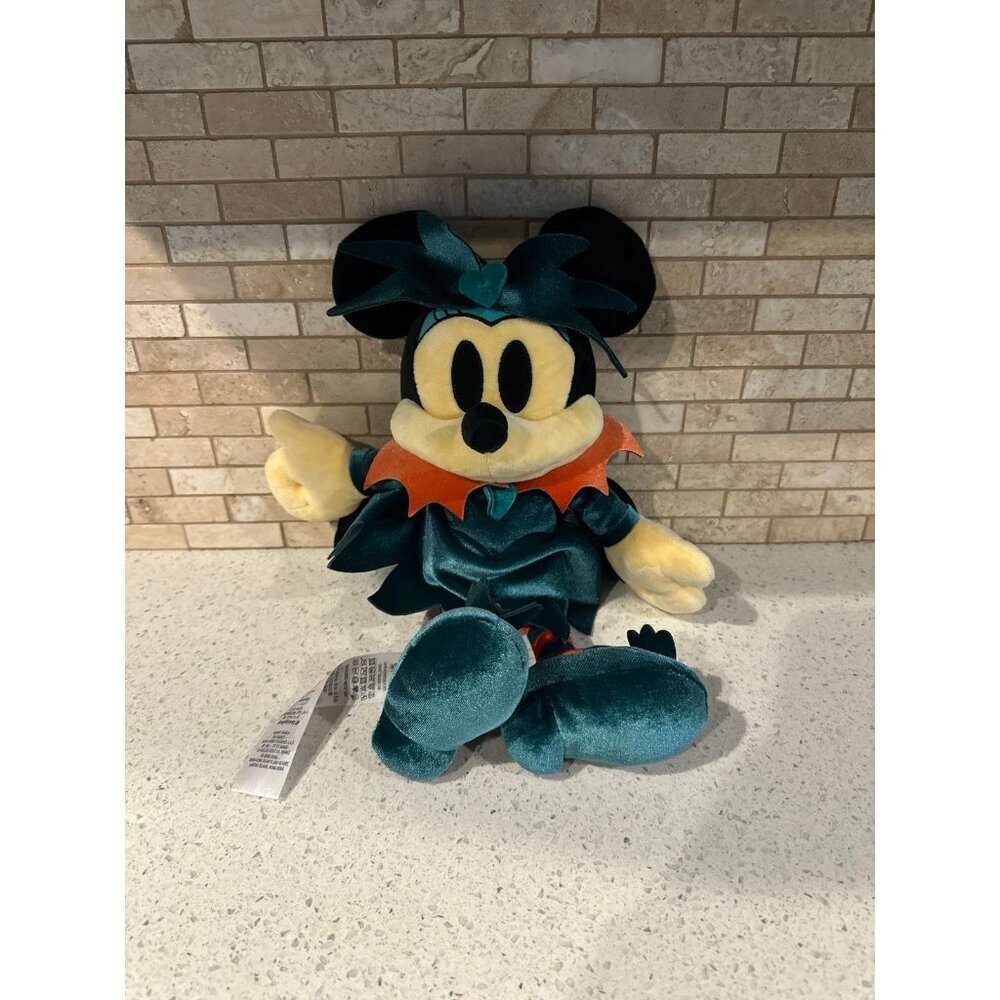 2023 Disney Parks Happy Halloween Minnie Mouse Green Witch Dress Plush Toy